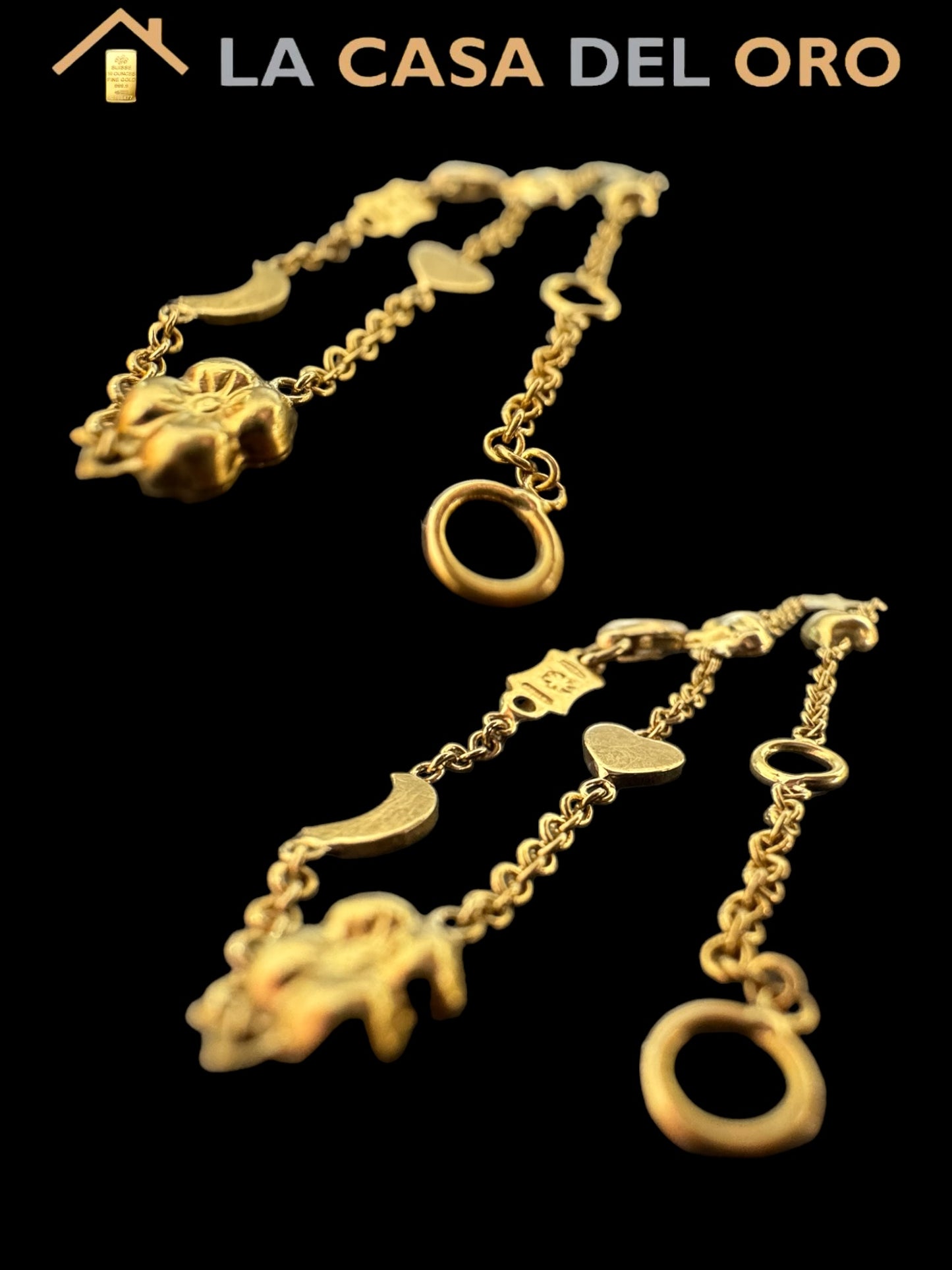 Pulsera figuritas de bebé oro 18 kt