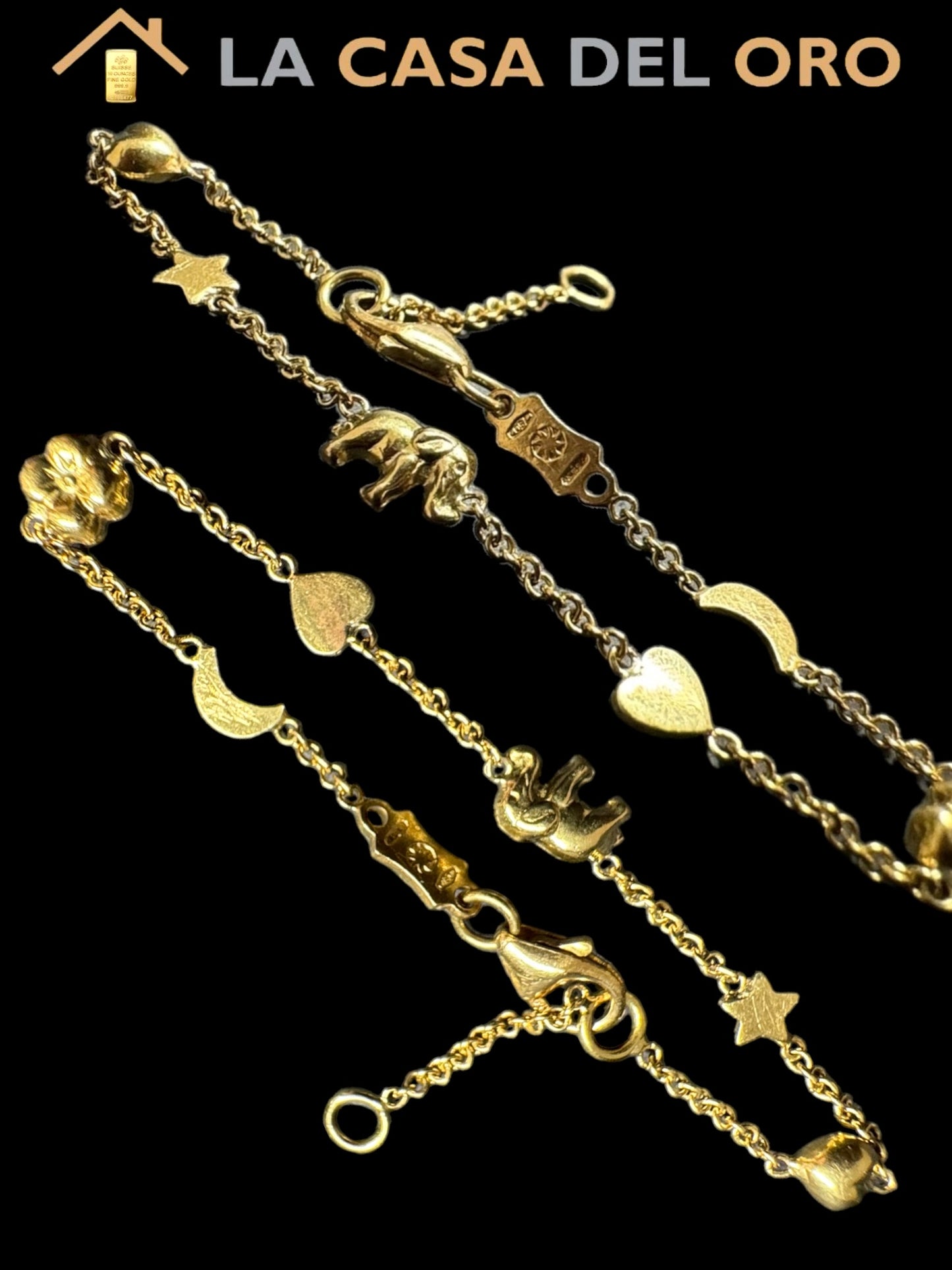 Pulsera figuritas de bebé oro 18 kt