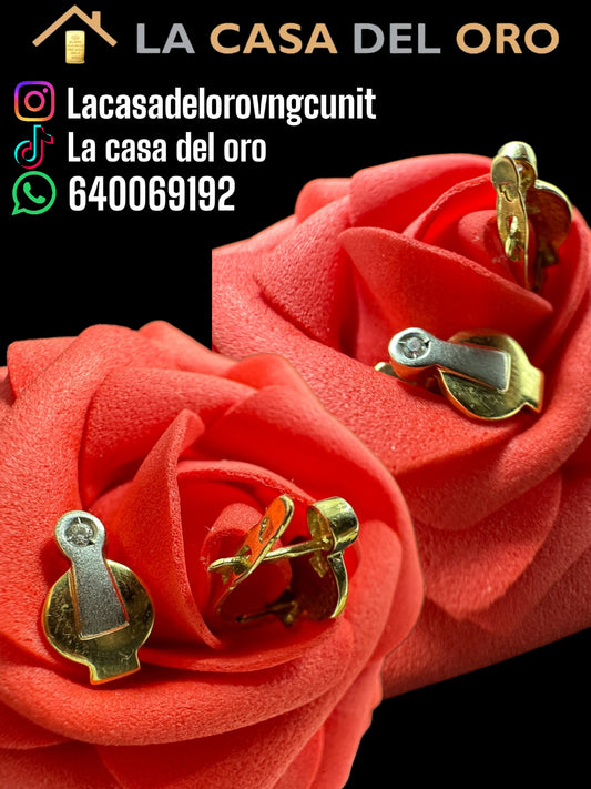 Pendientes bicolor con circonita oro 18 kt