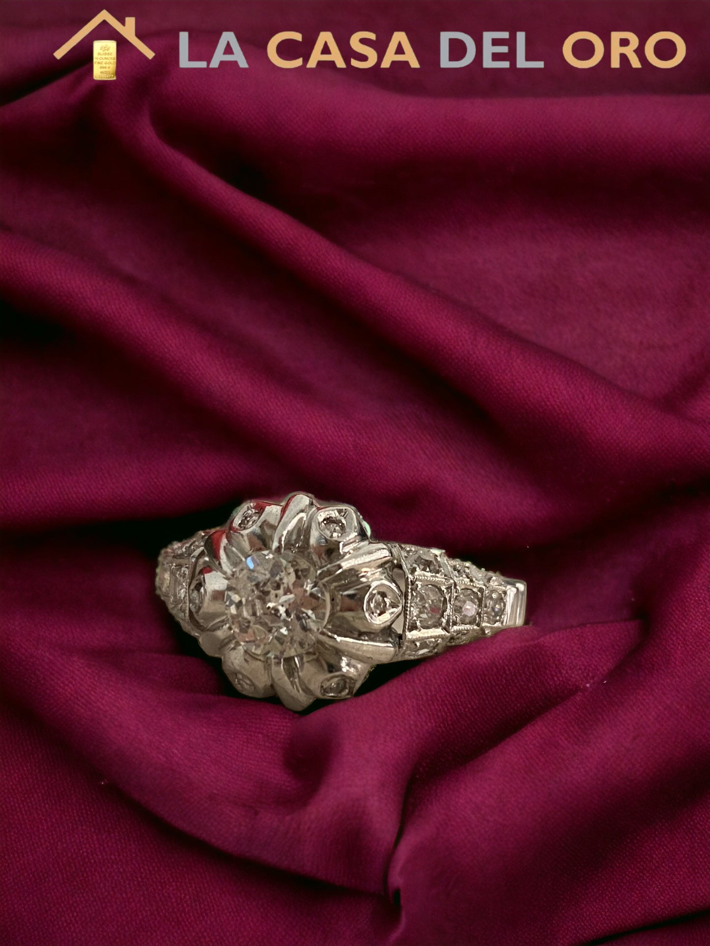 Rosetón de 0,91ct oro blanco de 18kt