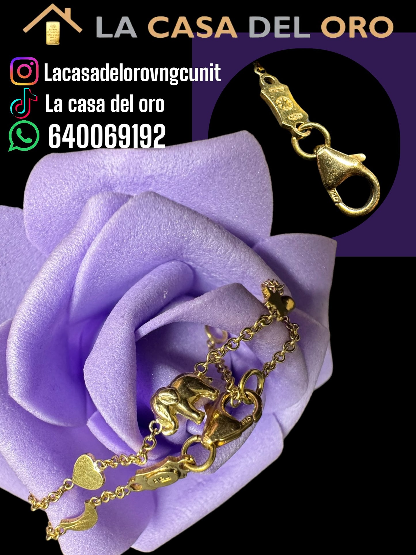 Pulsera figuritas de bebé oro 18 kt