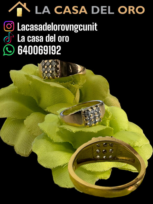 Sello pequeño con 9 diamantes oro 18 kt