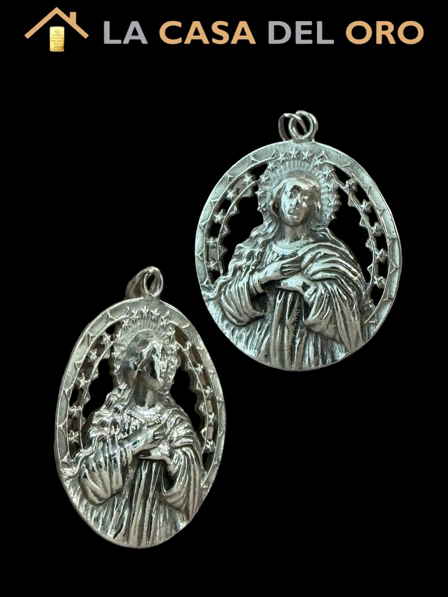 Medallón virgen con estrellas plata 925