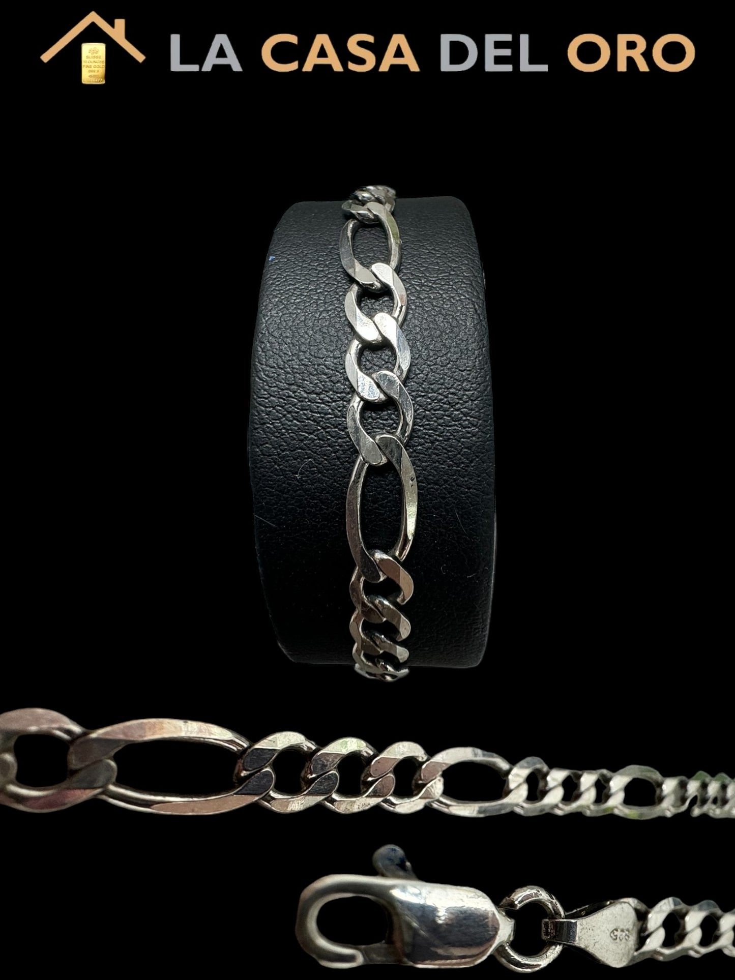 Pulsera plana Barbada 3x1 plata 925