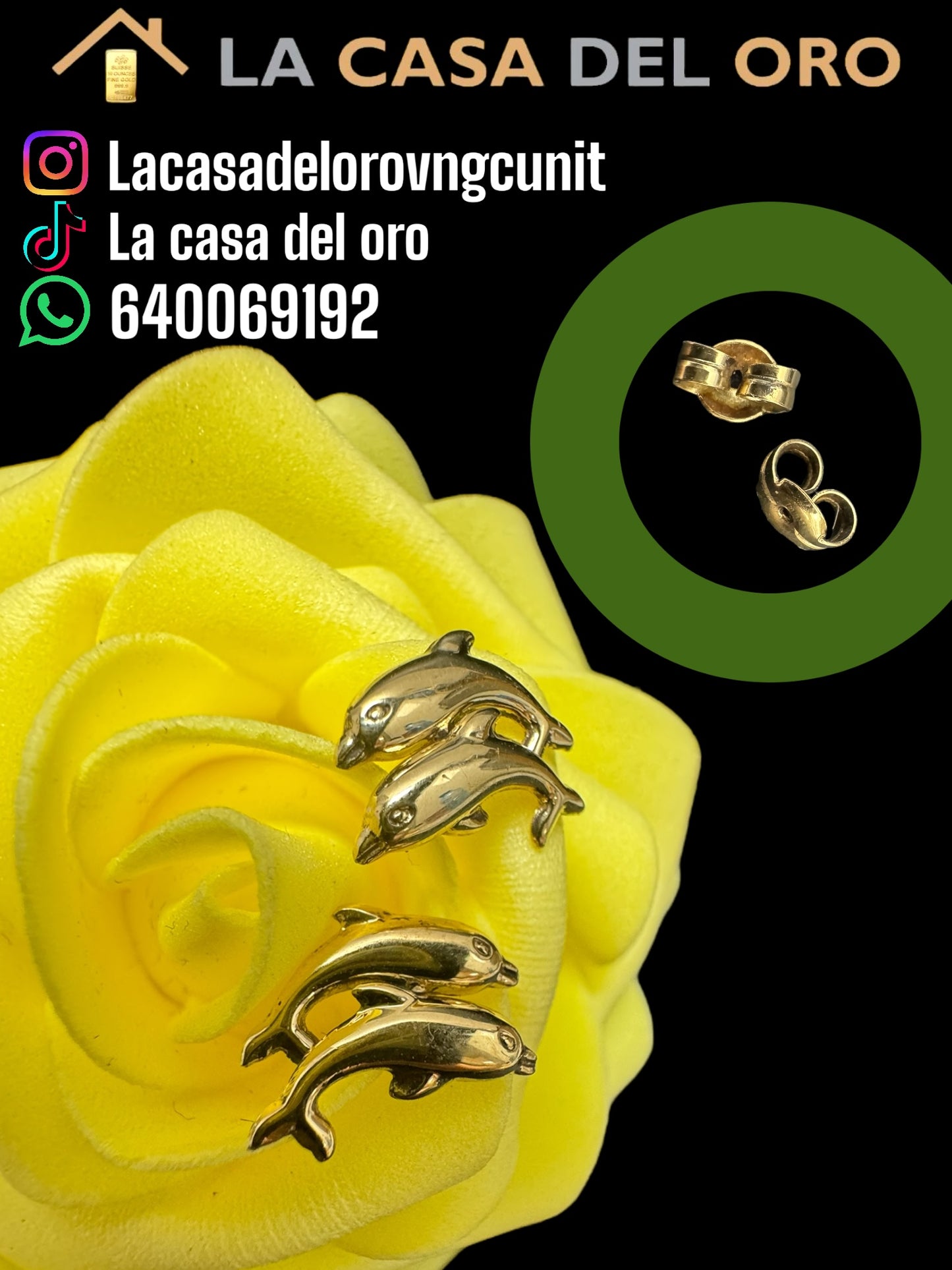 Pendientes delfines oro 18 kt