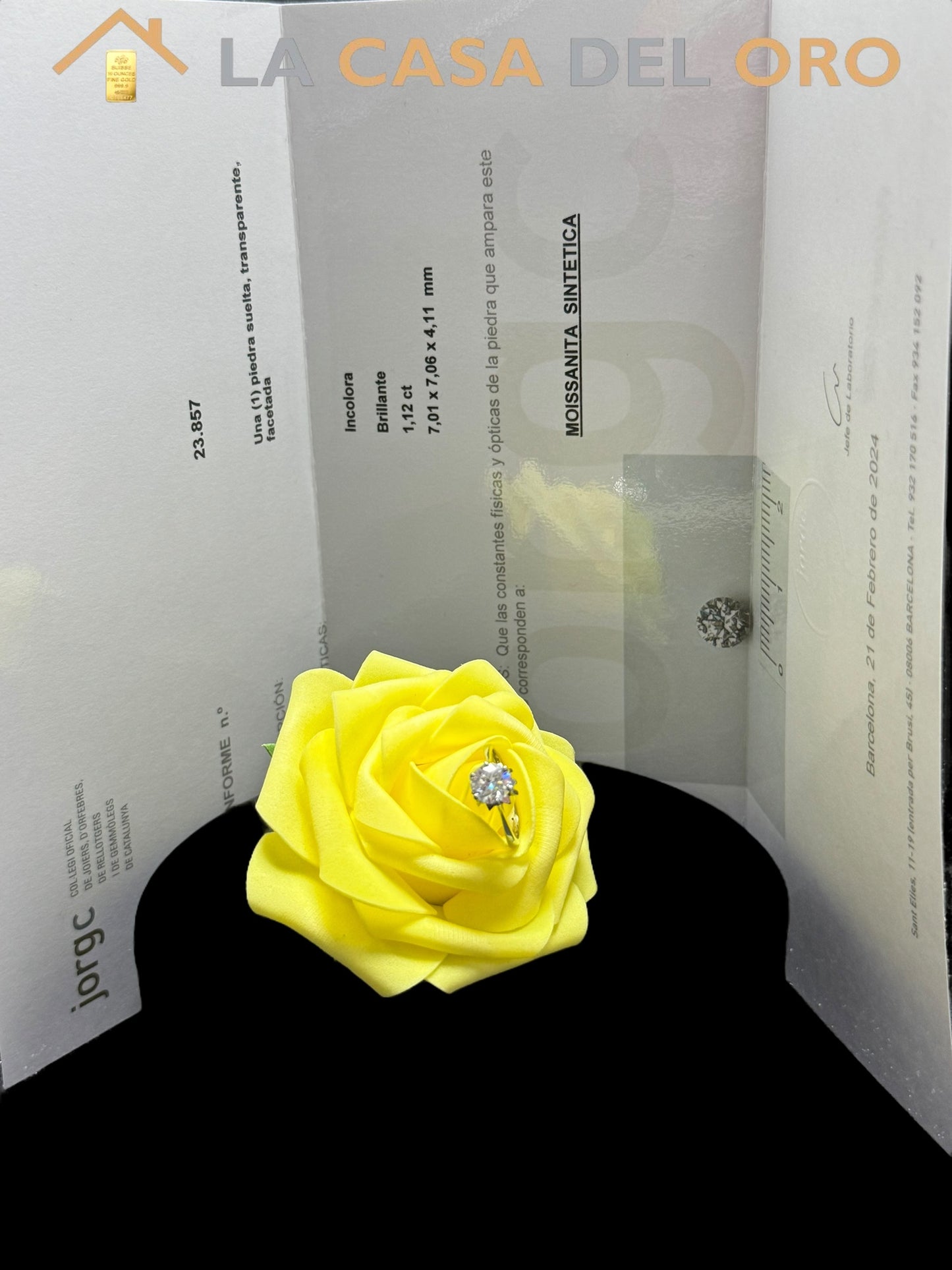 Solitario con brillante 1.12 Ct oro blanco 18 kt