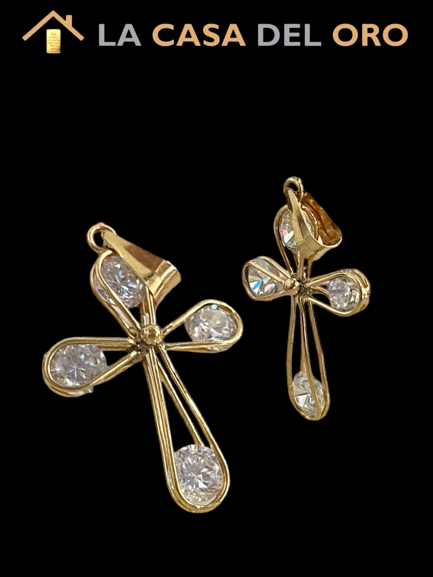 Colgante Cruz con circonitas oro 18 kt