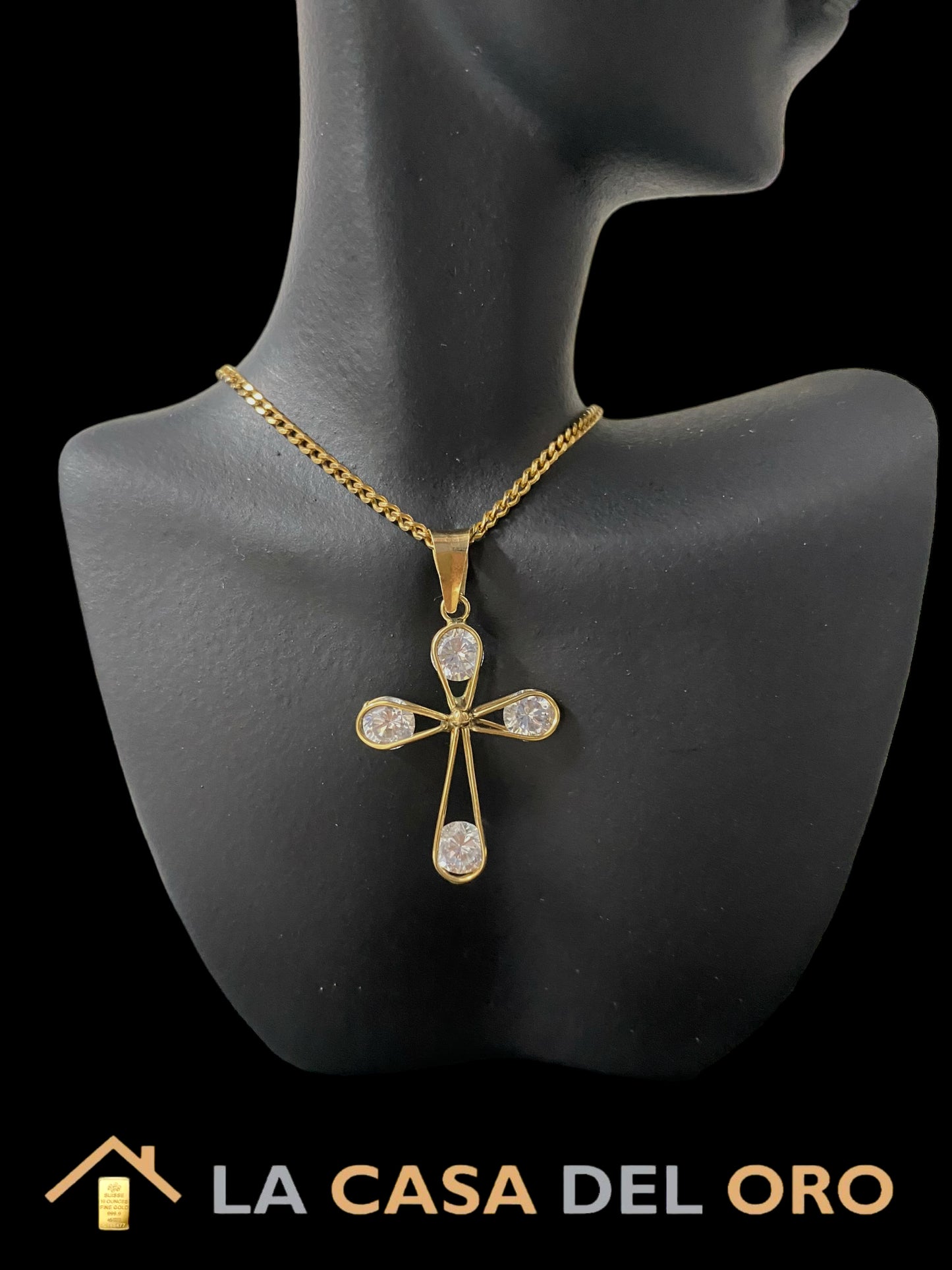 Colgante Cruz con circonitas oro 18 kt