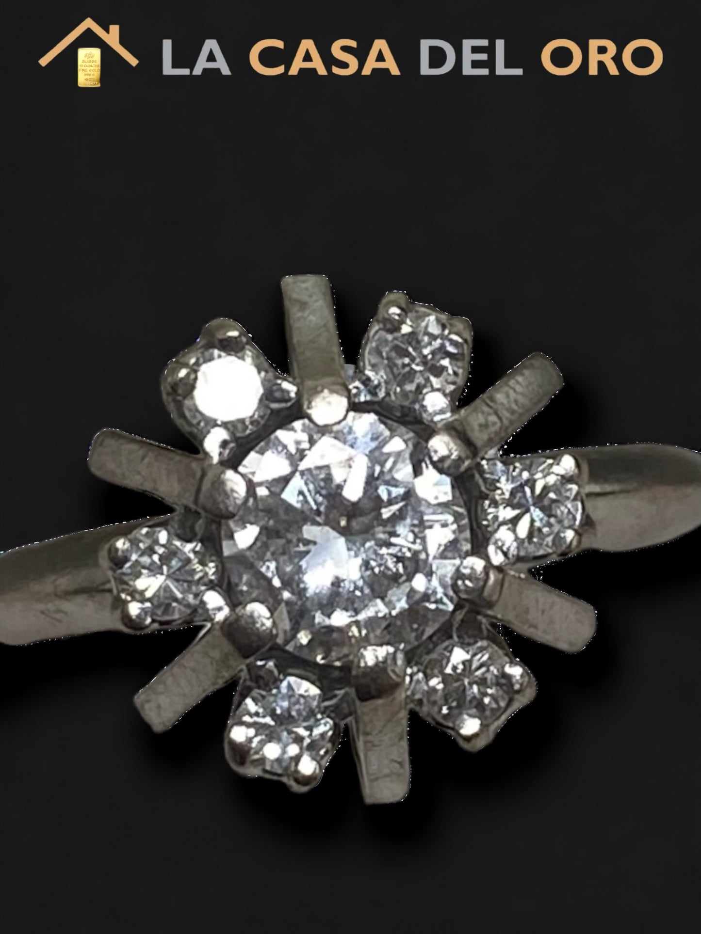 Rosetón 0.80ct oro blanco 18 kt