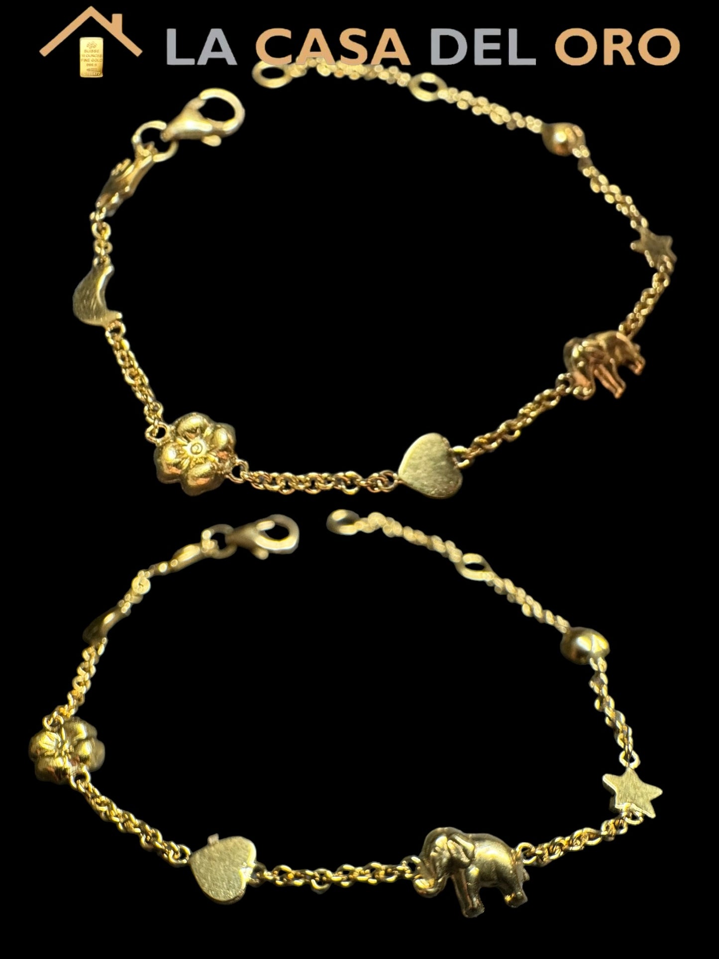 Pulsera figuritas de bebé oro 18 kt