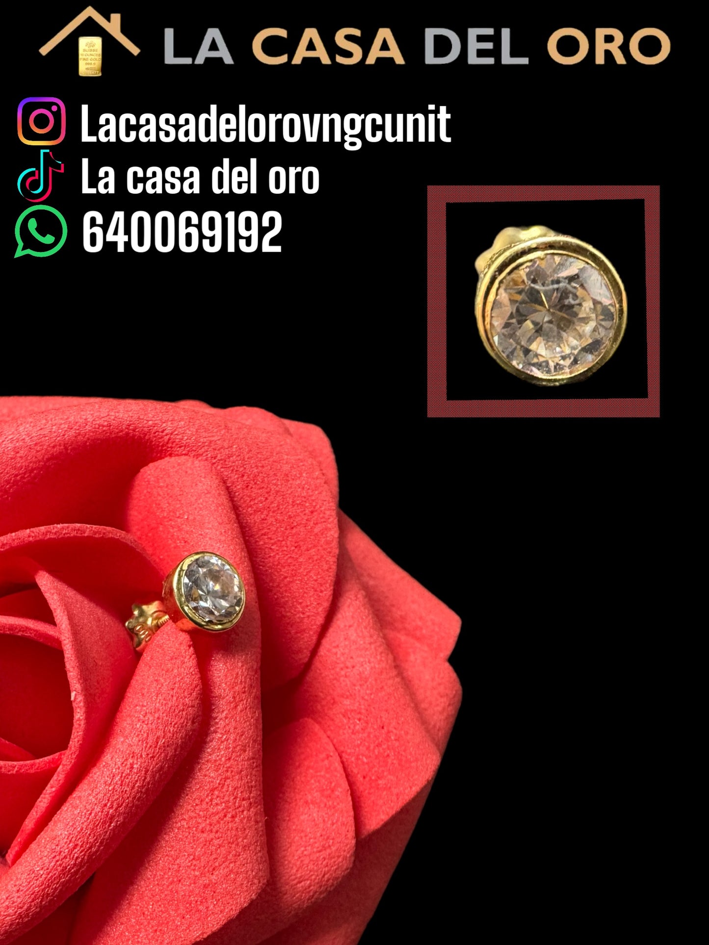 Pendiente con circonita oro 18 kt