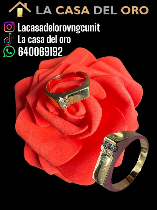 Anillo con tres circonitas 18kt