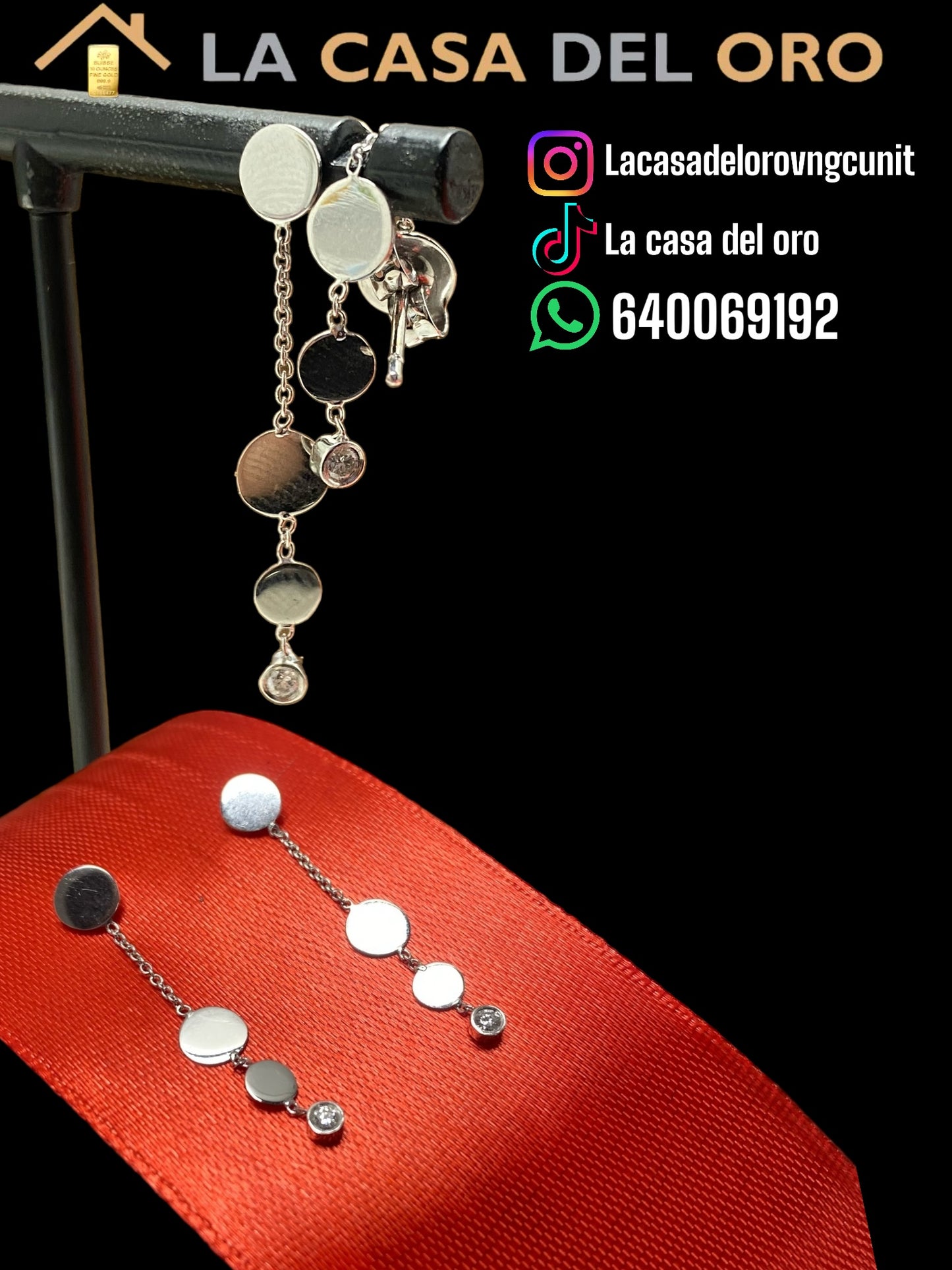 Pendientes con diamante oro blanco 18kt