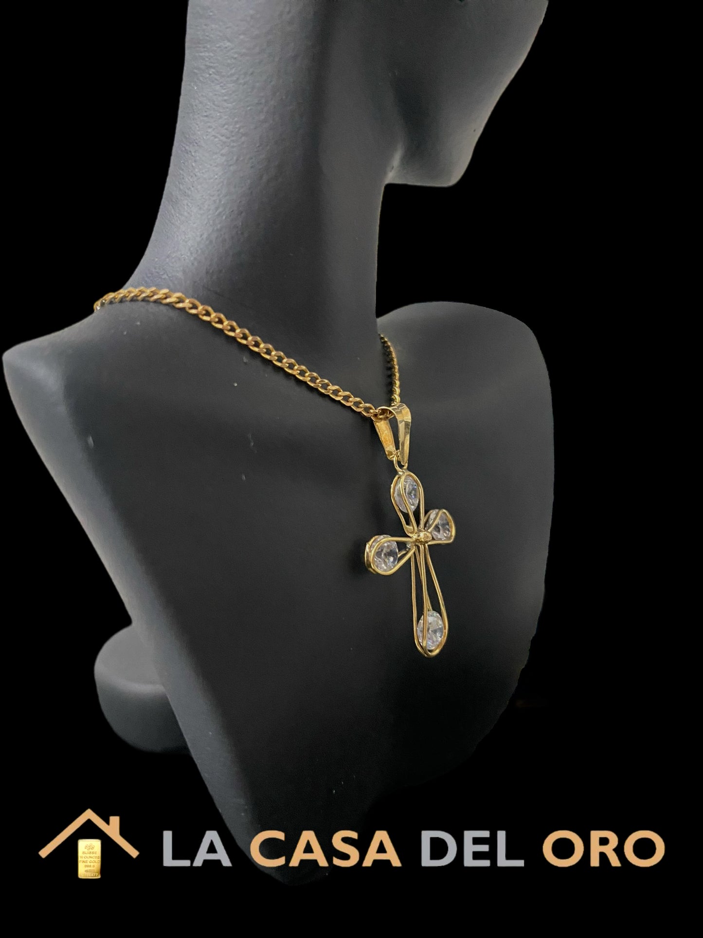 Colgante Cruz con circonitas oro 18 kt