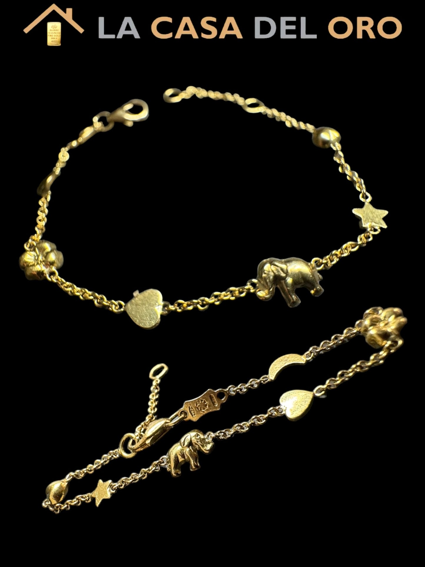 Pulsera figuritas de bebé oro 18 kt