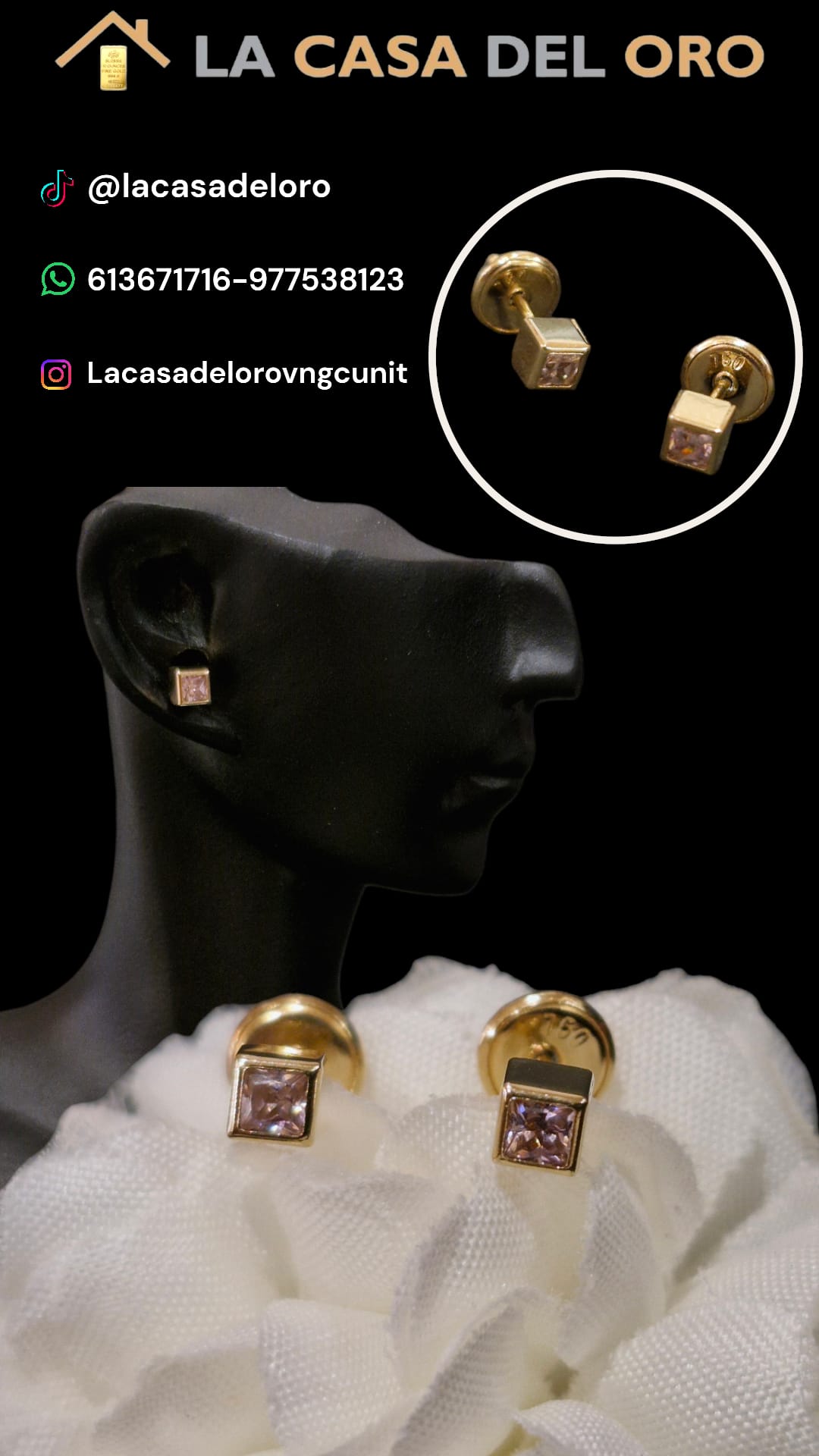 Pendientes cuadrados oro 18kt