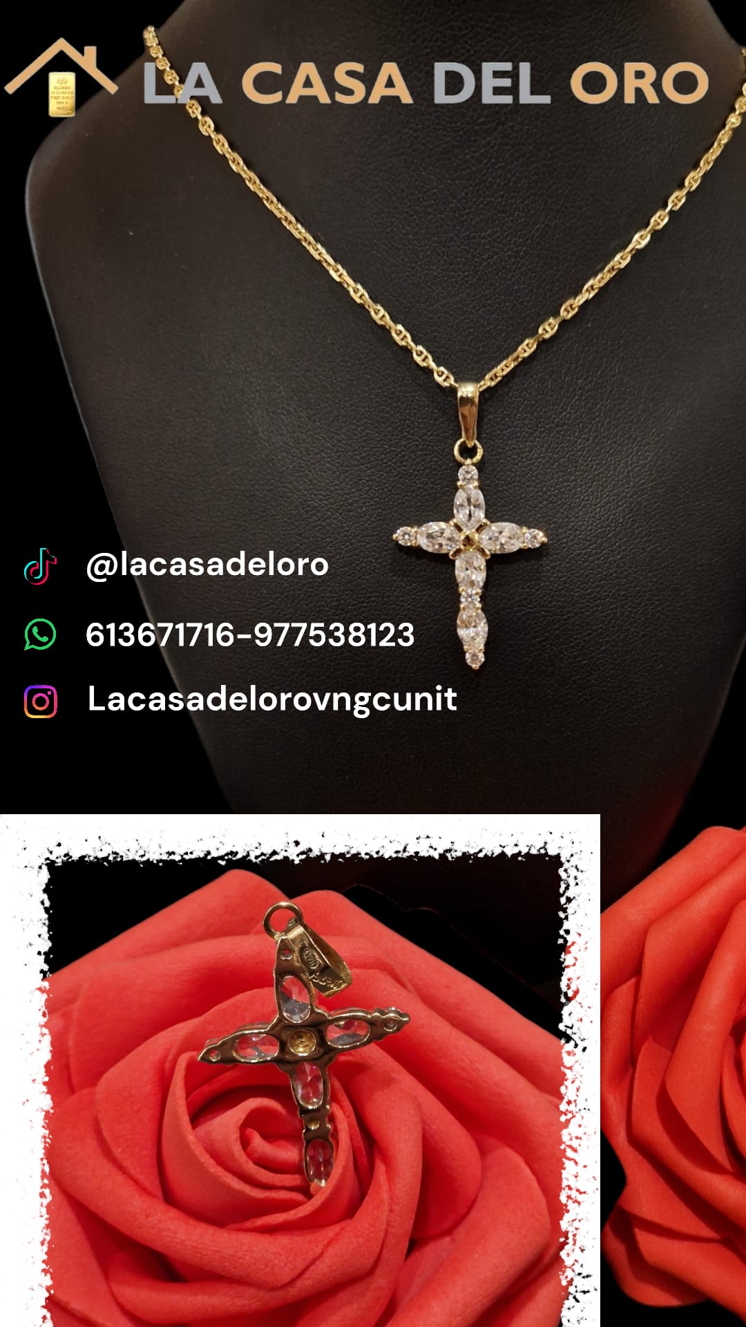 Cruz + circonitas oro 18kt