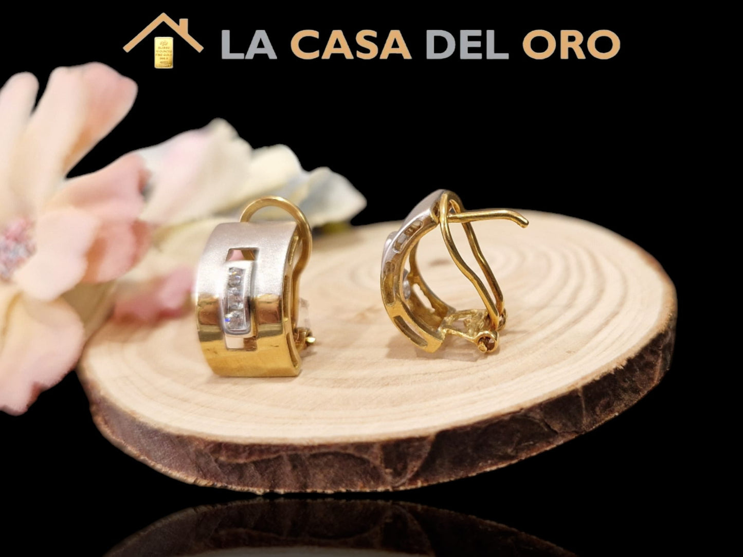 Pendientes bicolor oro 18kt