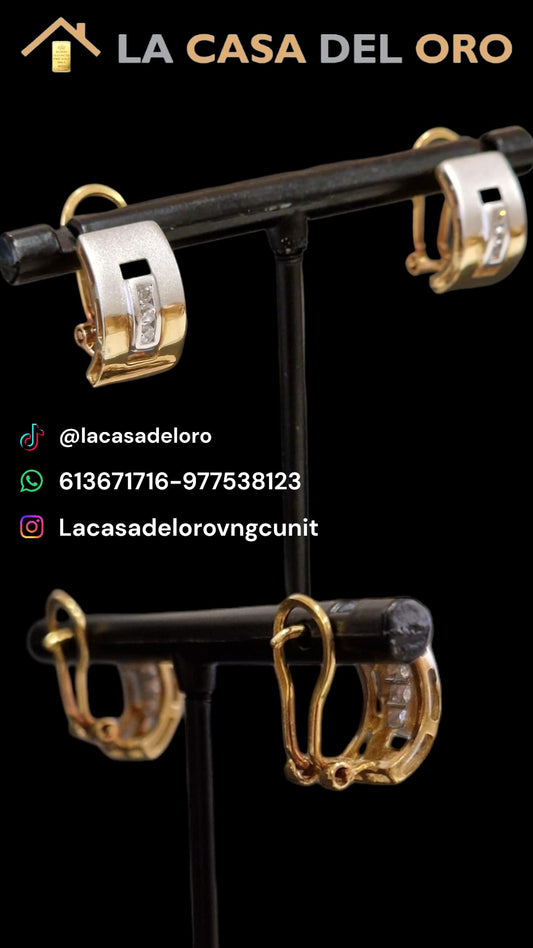 Pendientes bicolor oro 18kt