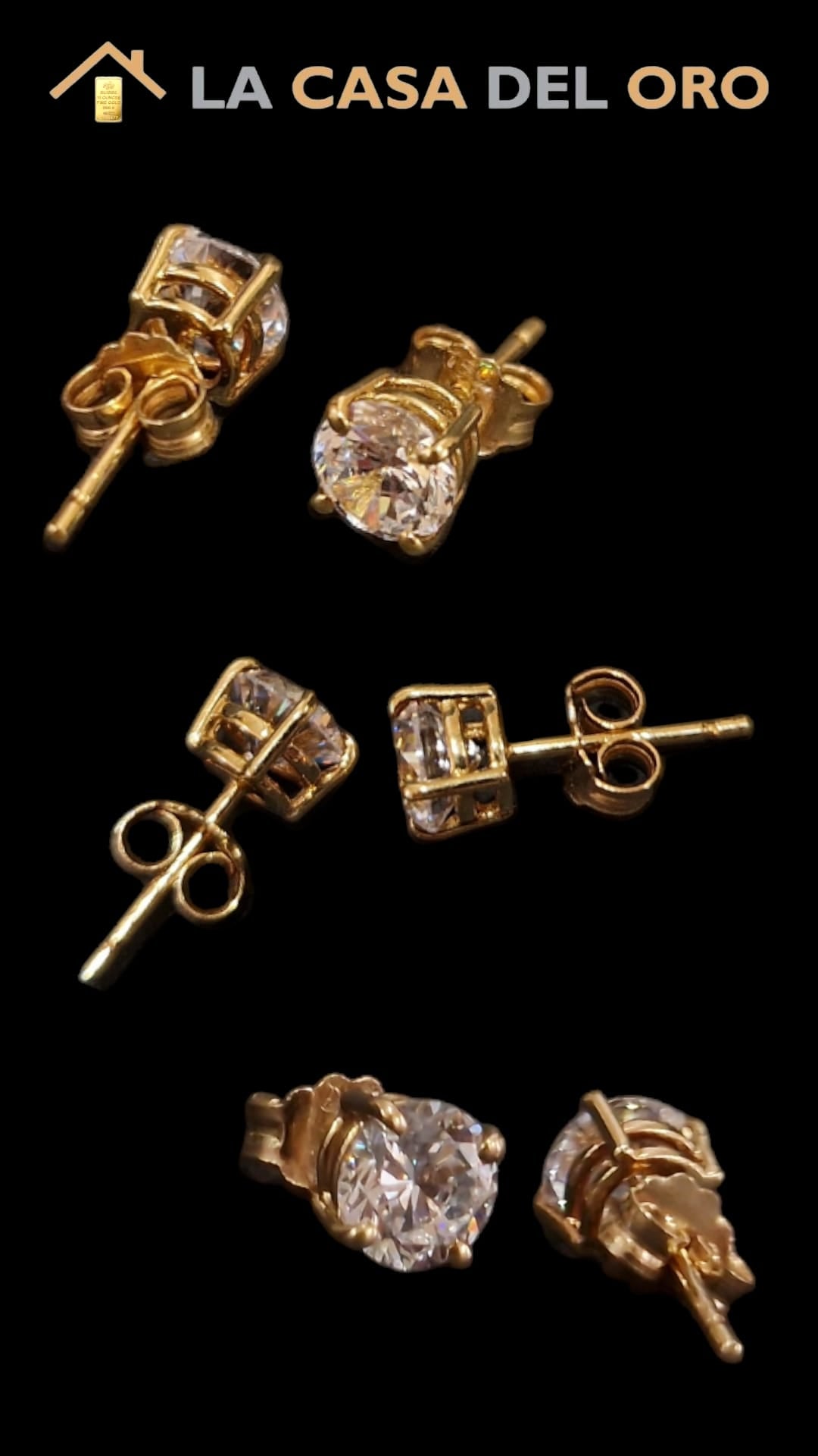 Pendientes con circonita oro 18kt