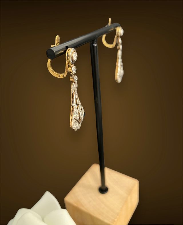 Pendientes antiguos con diamantes, 18kt