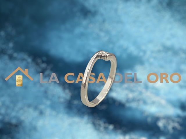 Anillo con diamante cuadrado, 18kt