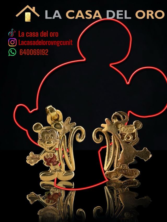 Colgante mickey mouse letra”N” oro 18kt