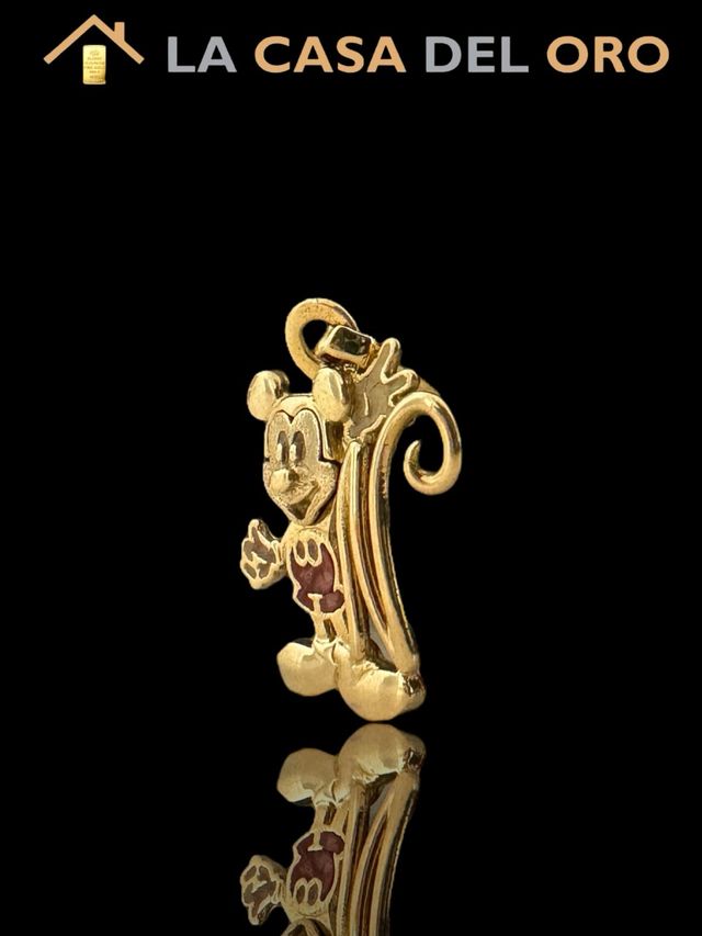 Colgante mickey mouse letra”N” oro 18kt